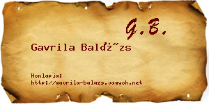 Gavrila Balázs névjegykártya